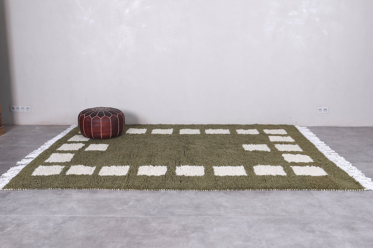 Green berber rug - Custom area rug wool