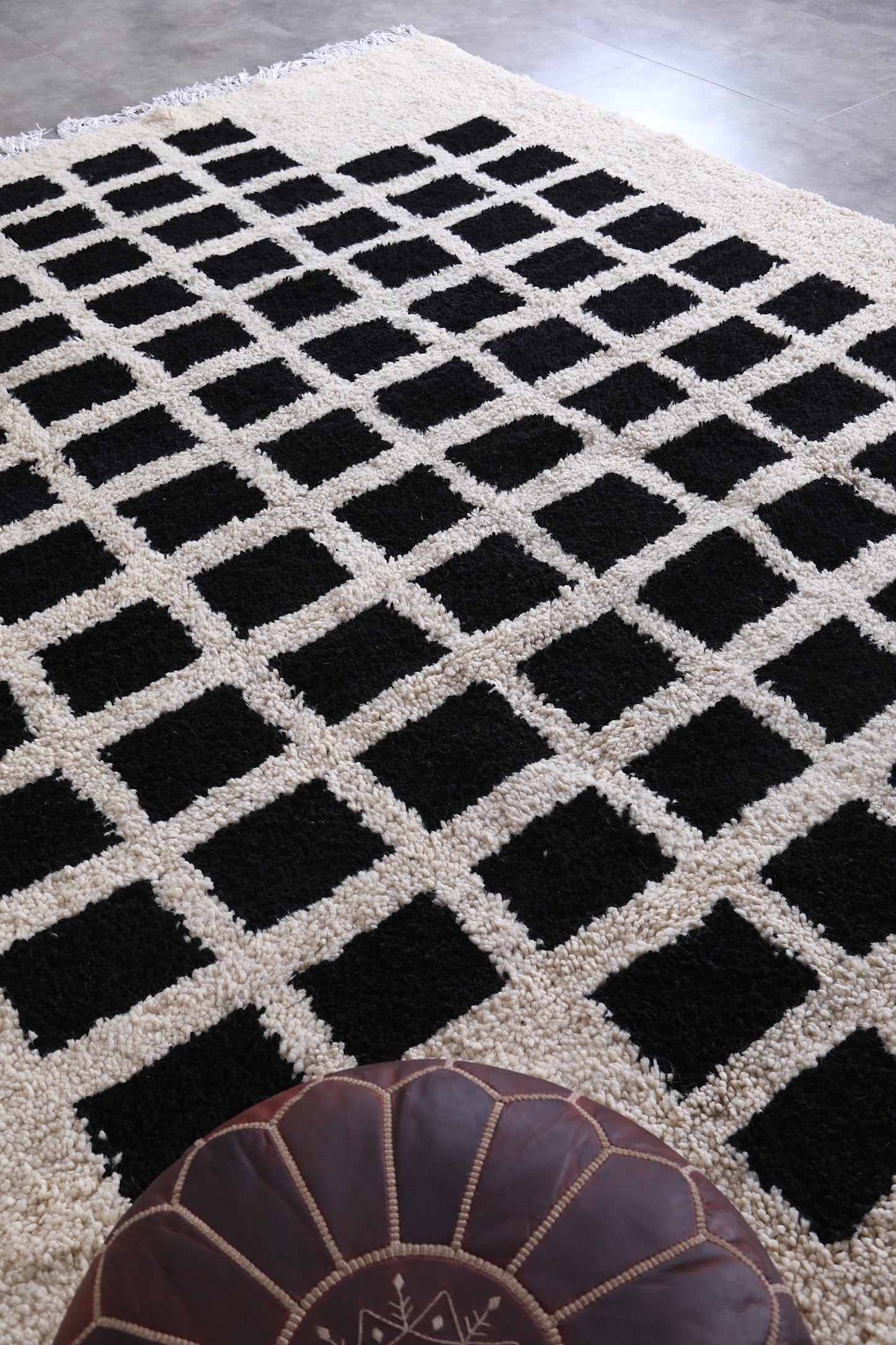 Black and white berber rug - Custom area rug wool