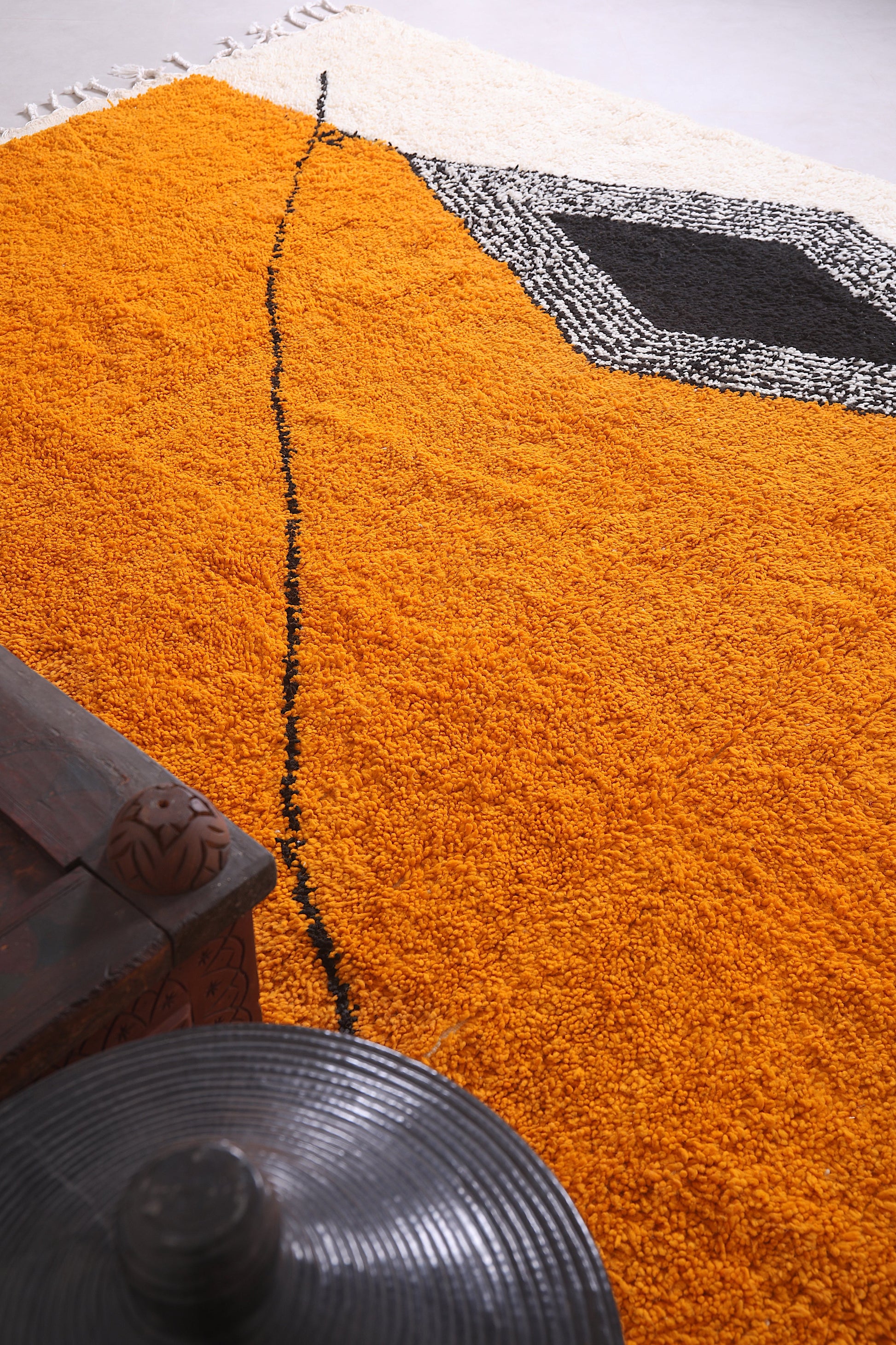 All wool moroccan rug, Berber azilal Yellow rug - Custom Rug