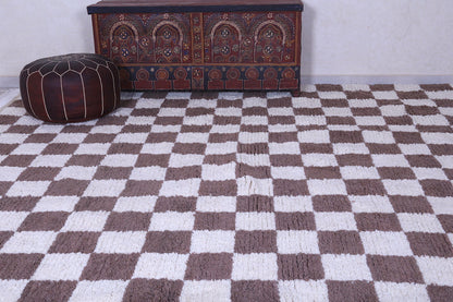Custom Checkered berber rug, Brown and white checkered rug