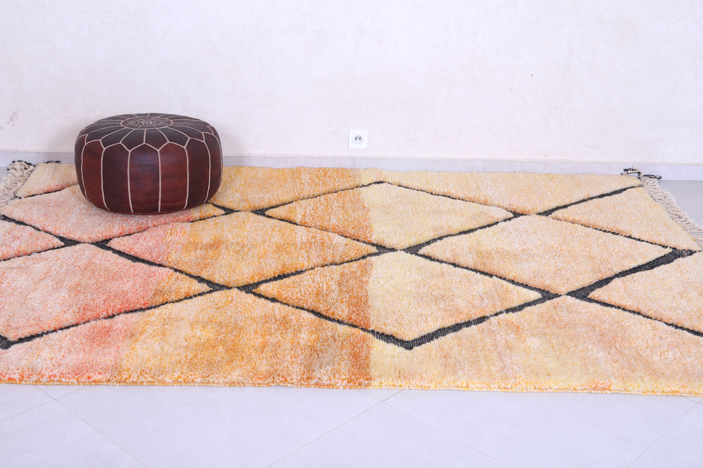 Orange Moroccan berber rug - Handmade Boujaad Rug -  Custom Rug