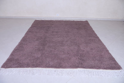 Handmade Berber Moroccan shaggy carpet - Custom solid dark purple rug