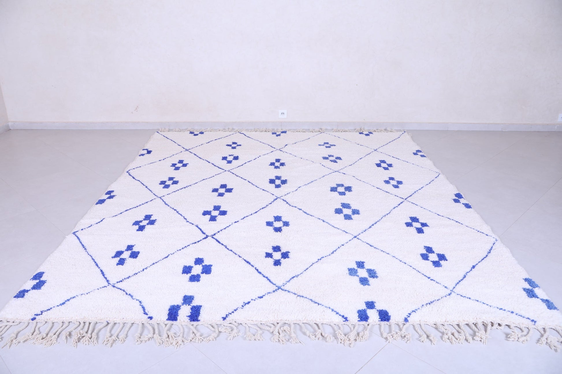 Moroccan carpet blue and white - Custom handmade rug