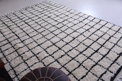 Custom Plaid Moroccan carpet - Handmade Berber rug - Black and white Moroccan rug