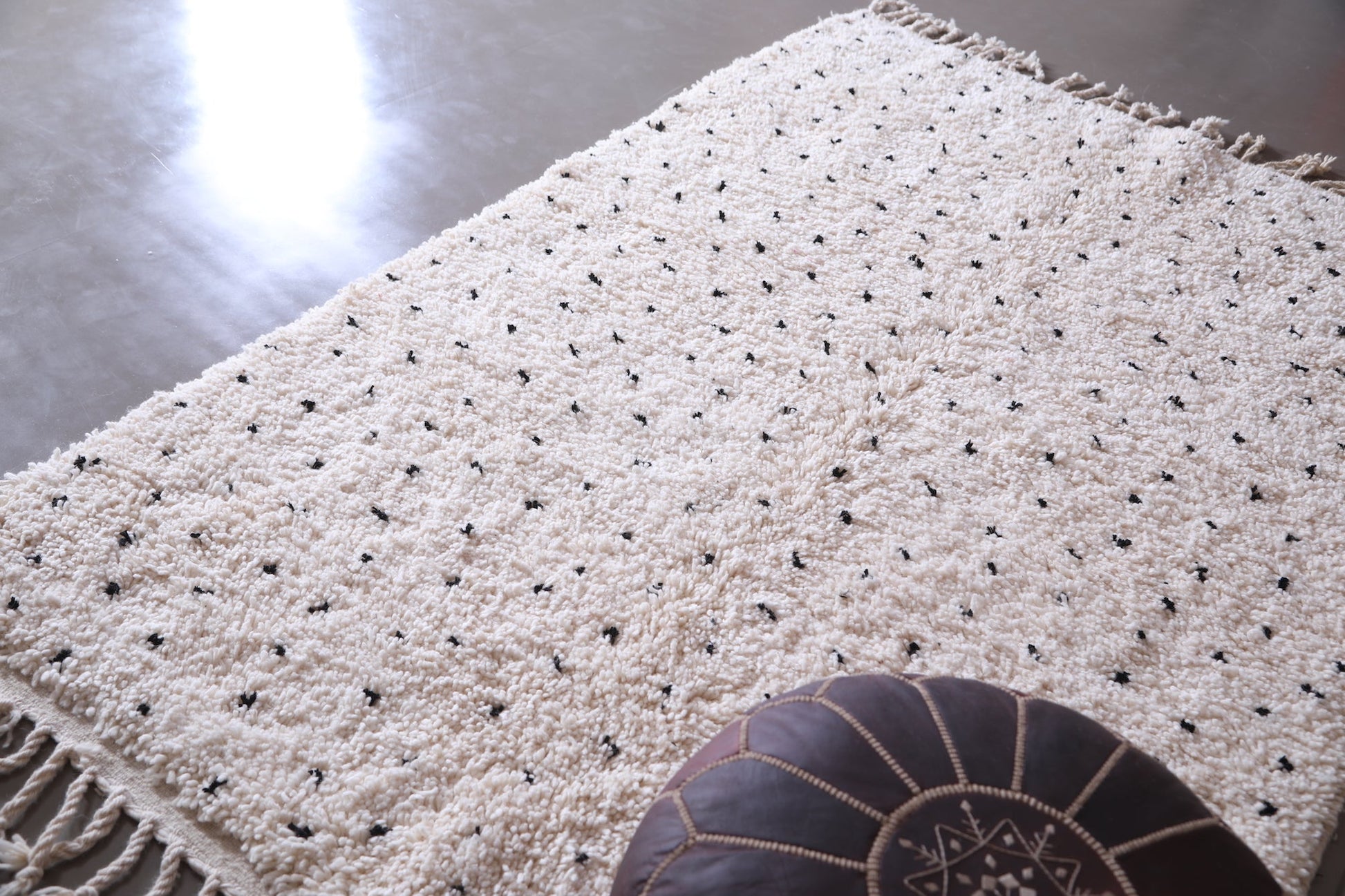 All wool beni ourain rug, Handmade berber dots rug - Custom Rug