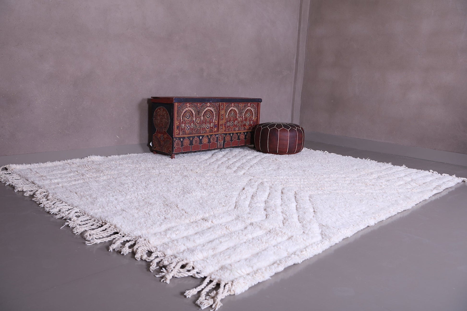 Handmade Moroccan shaggy carpet - Custom Berber area solid rug