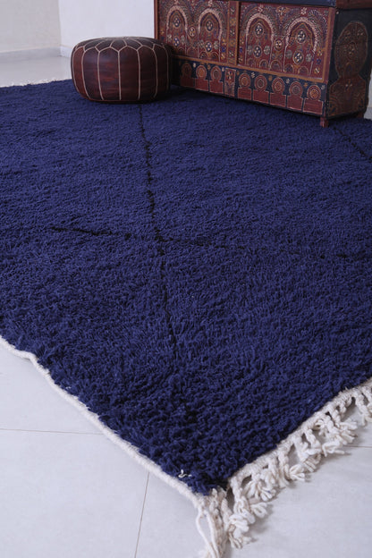 Moroccan custom navy blue rug, Hand knotted berber rug