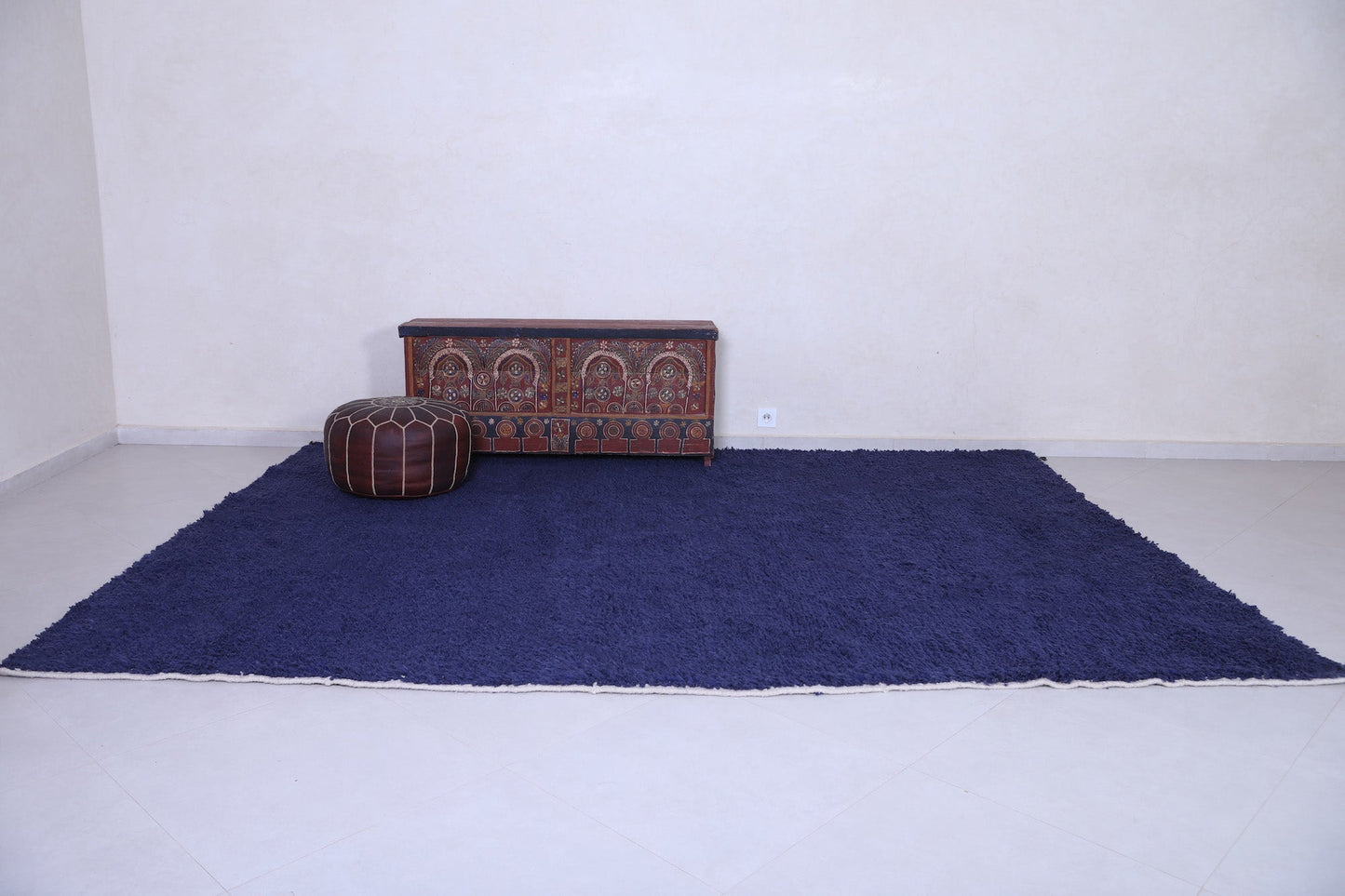 Moroccan atlantic blue rug - handmade solid custom carpet