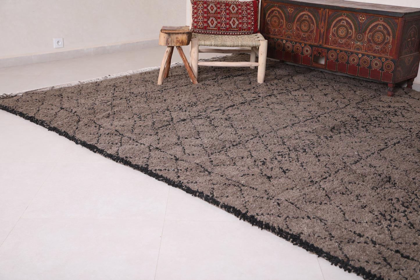 Custom Moroccan rug, Gray berber handmade carpet