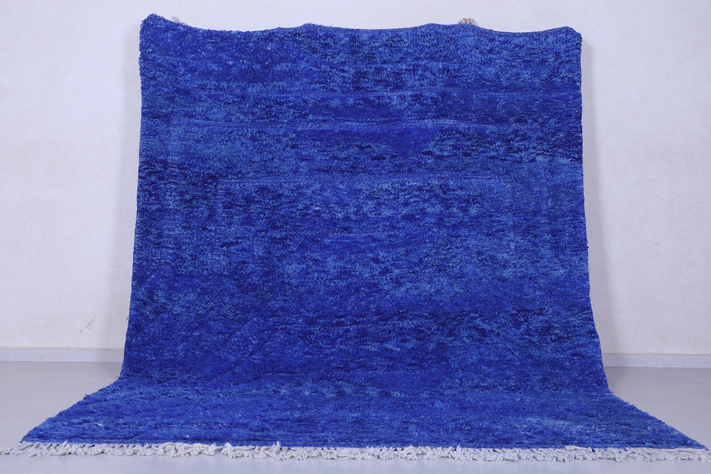 Blue berber solid rug - Custom Moroccan carpet