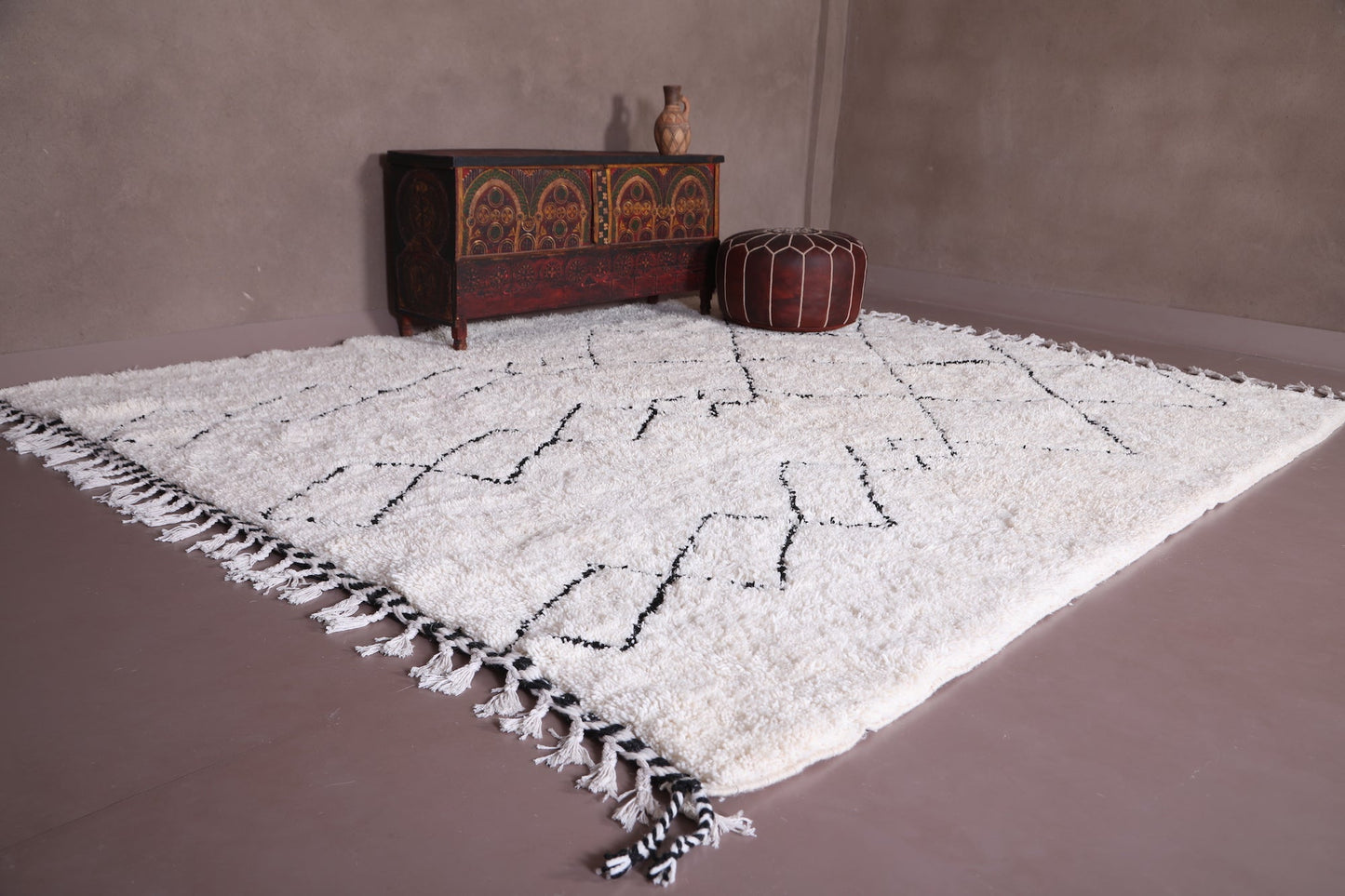 Custom beni ourain carpet, wool moroccan berber rug