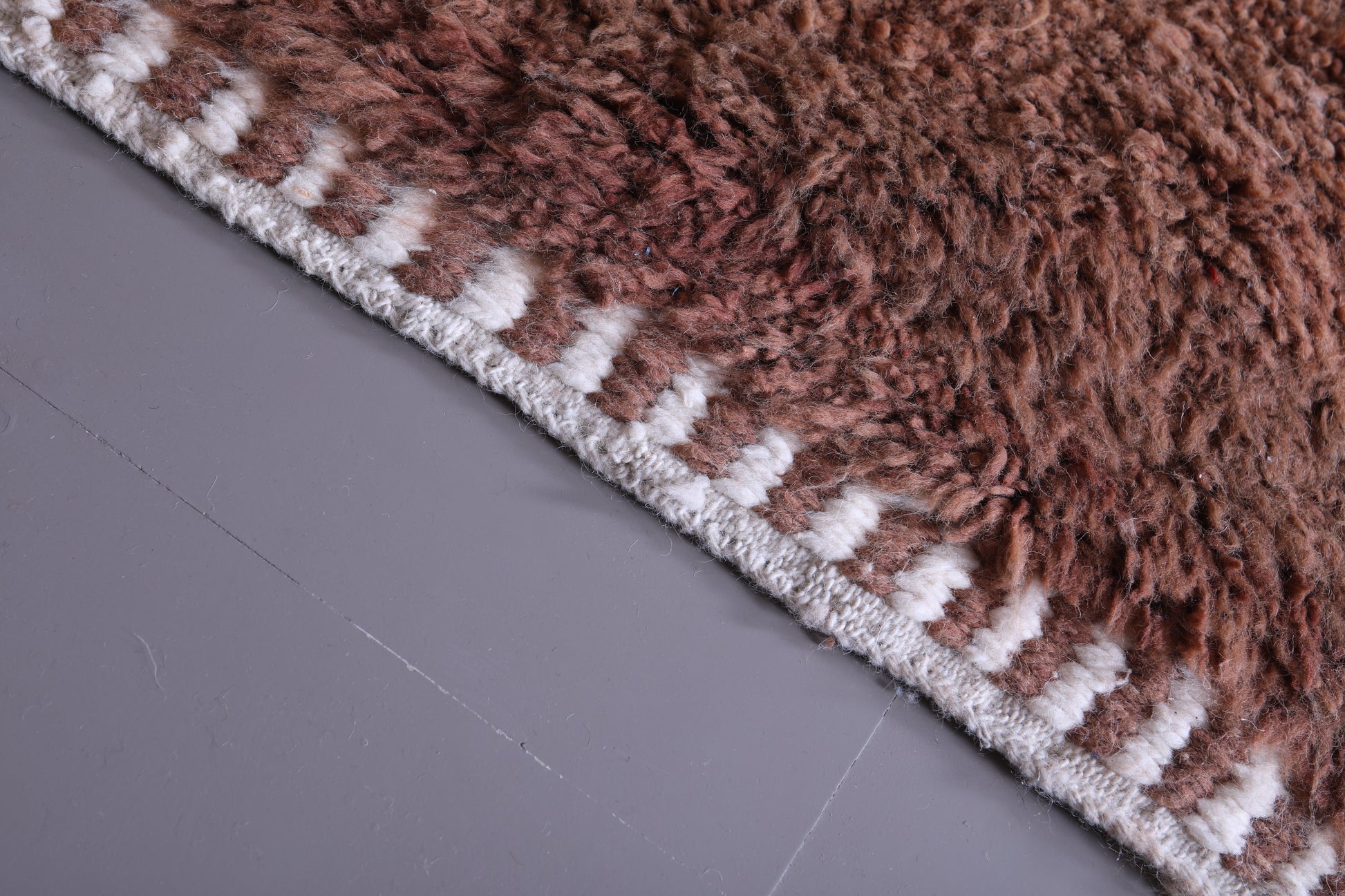 All wool berber moroccan rug , Brown and white carpet - Custom Rug