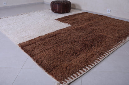 All wool berber moroccan rug , Brown and white carpet - Custom Rug