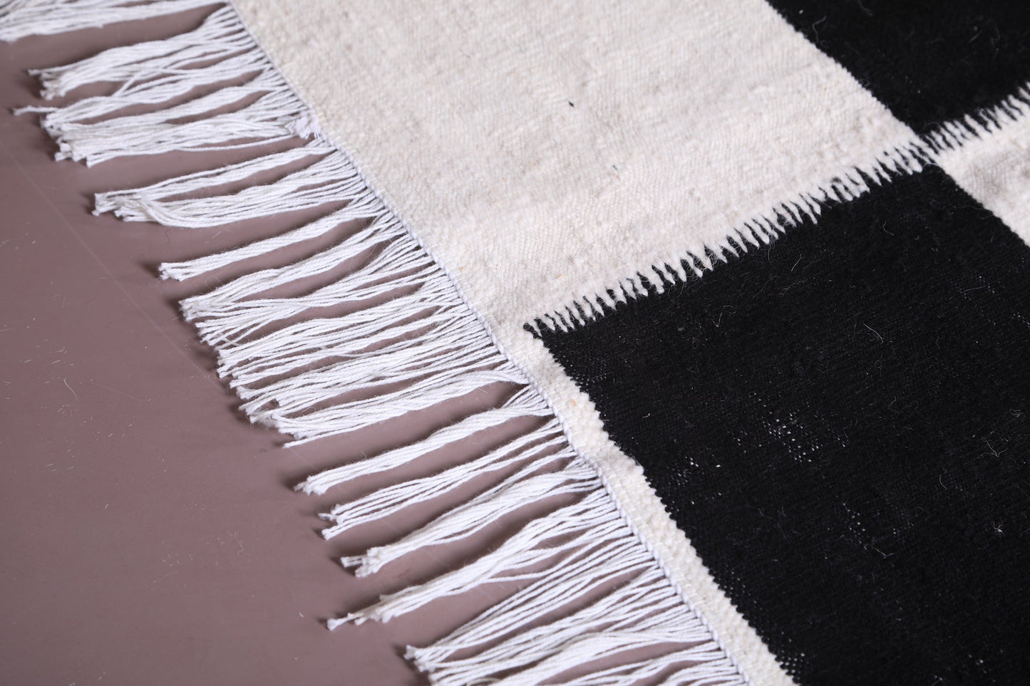 Custom handmade rug , Black and white woven carpet