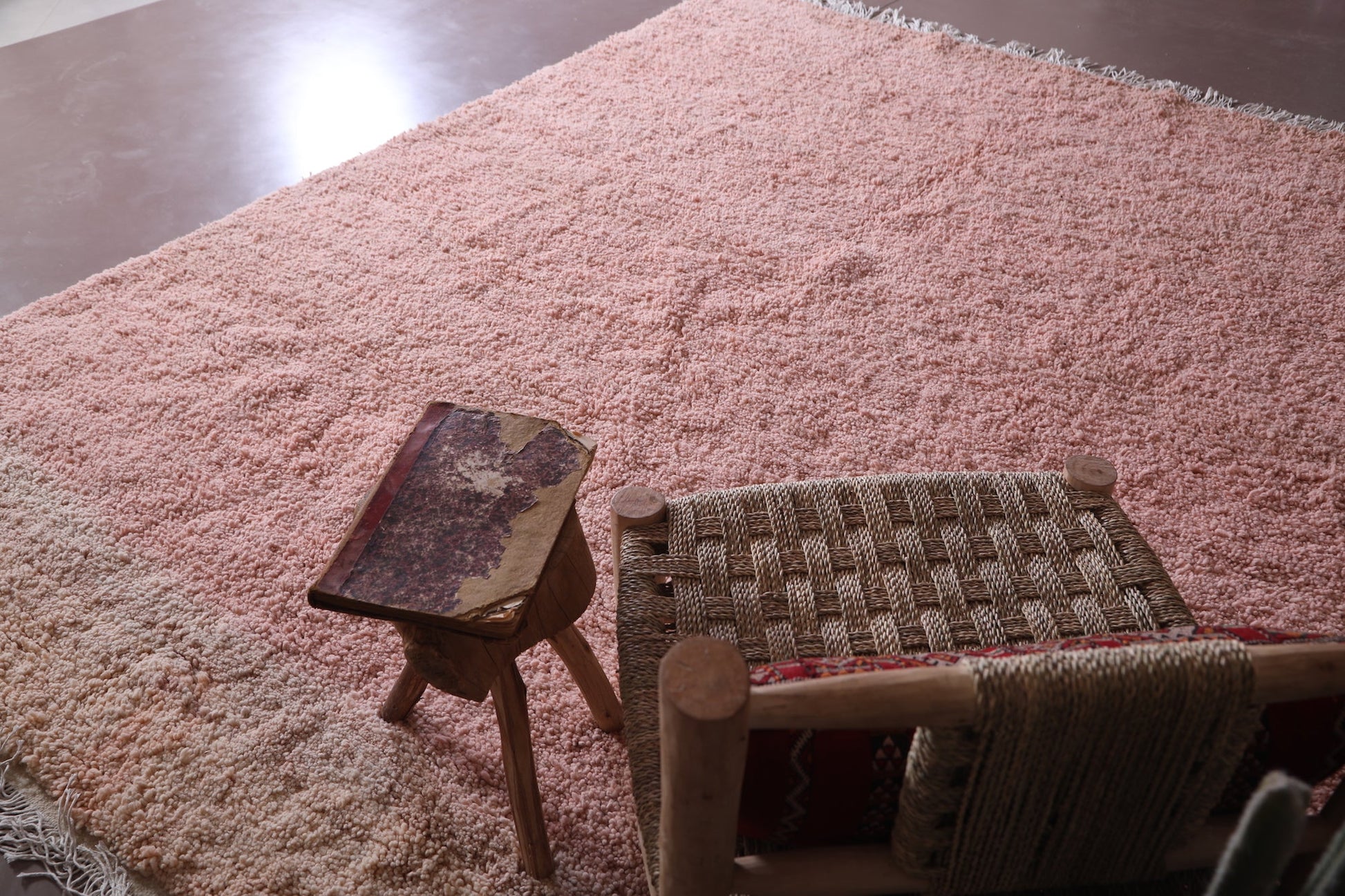 Handmade moroccan rug, Custom pink wool carpet