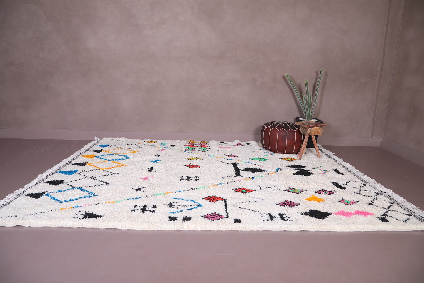 All wool moroccan rug, berber colorful azilal rug - Custom Rug