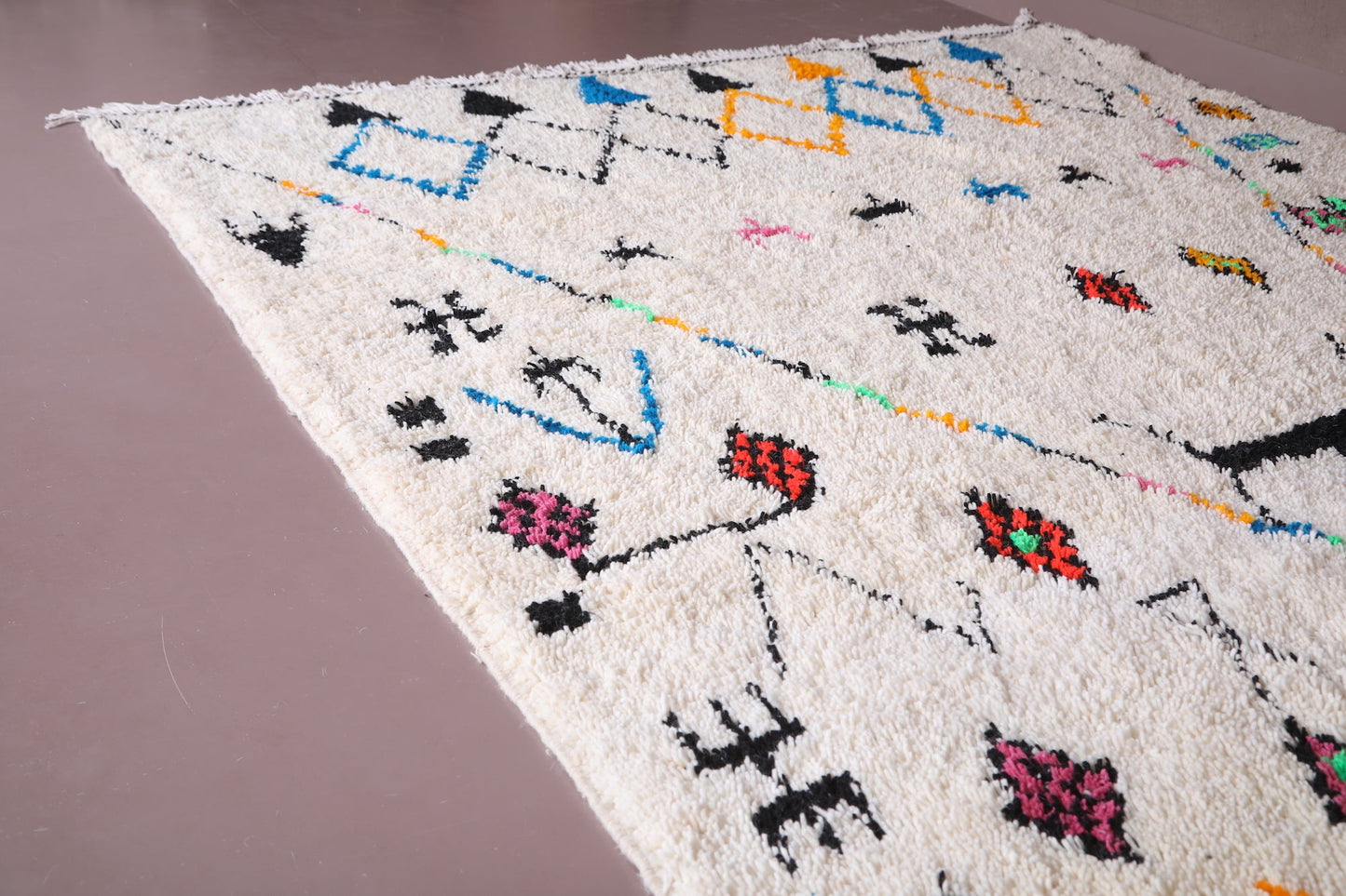 All wool moroccan rug, berber colorful azilal rug - Custom Rug