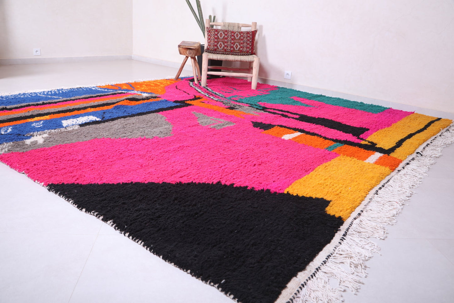 Moroccan colorful berber rug, All wool handmade carpet - Custom Rug