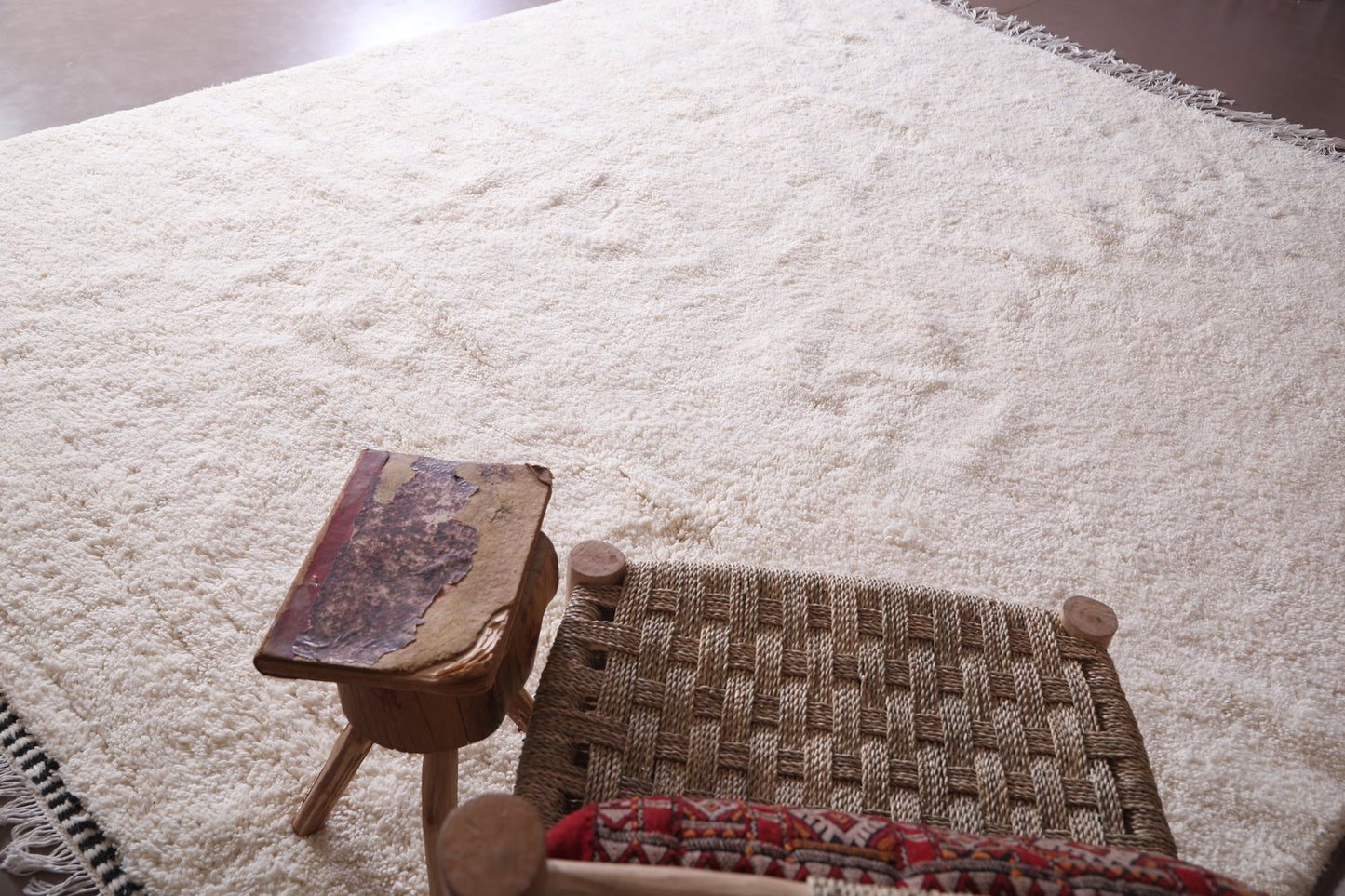 Custom berber carpet, white wool beni ourain rug