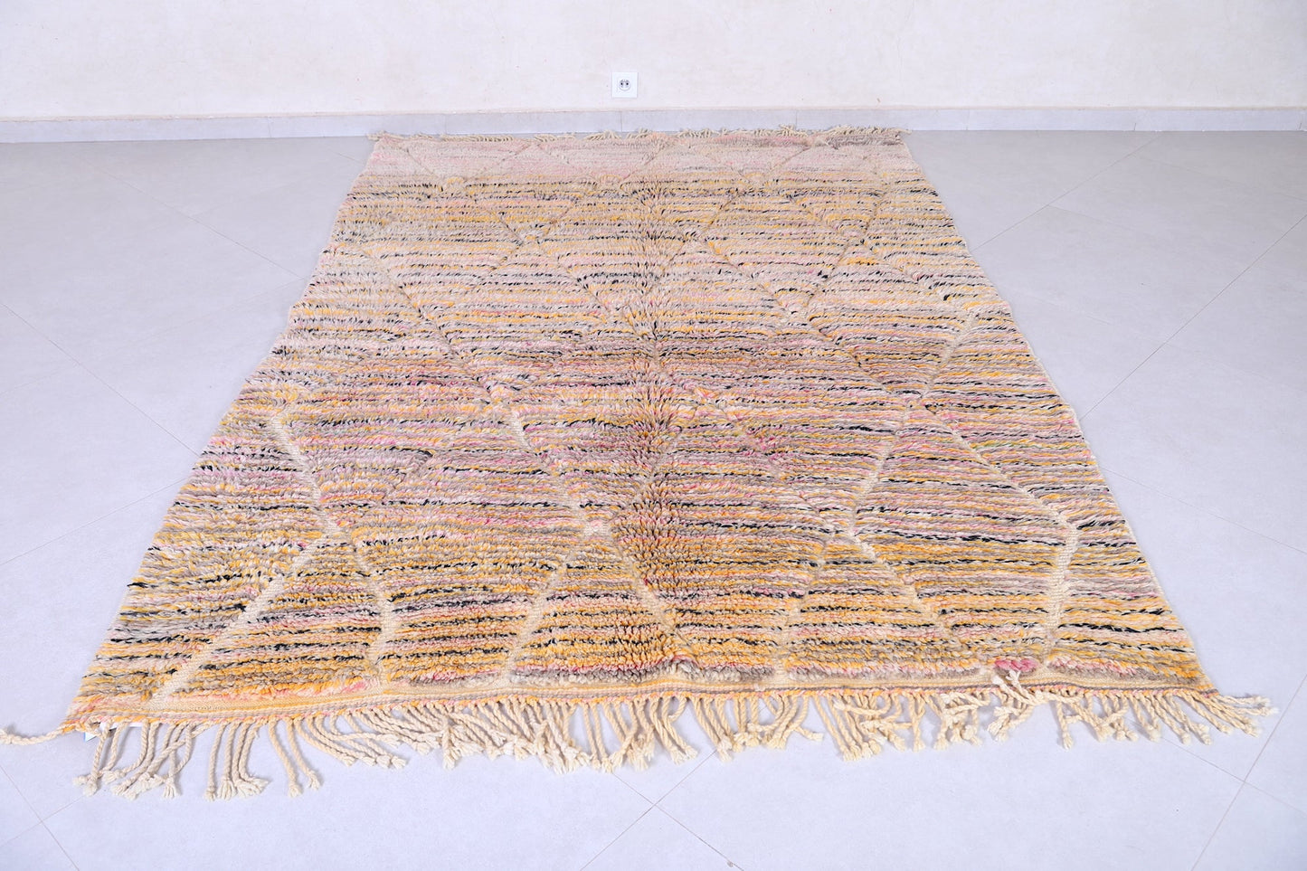 Handmade Moroccan striped rug - Custom Berber rug shag