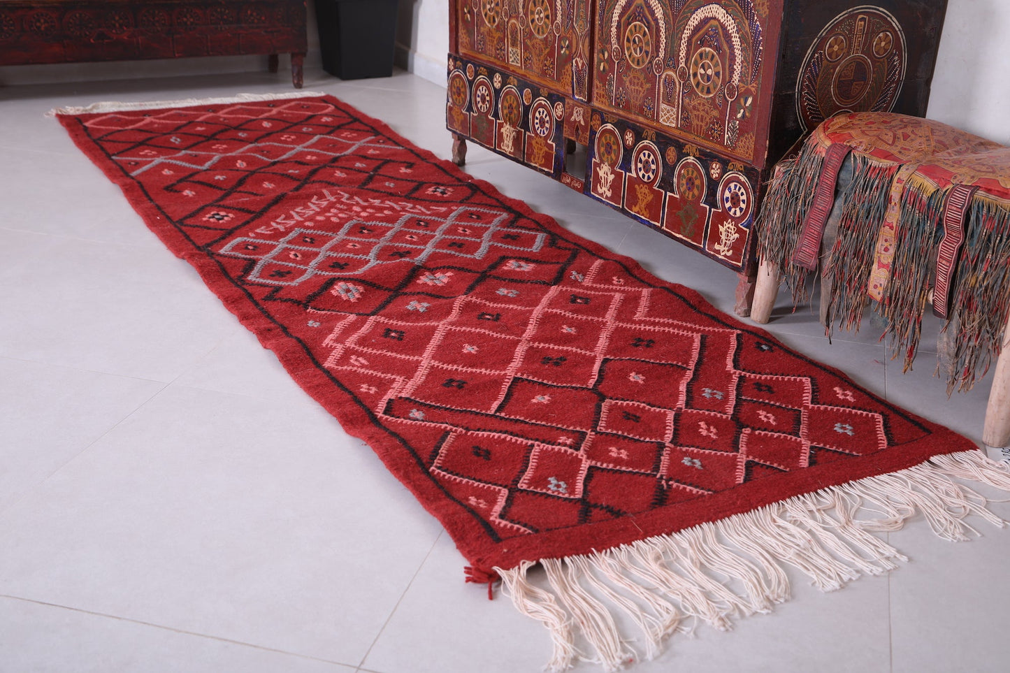 Entryway Moroccan rug, Custom Berber red carpet