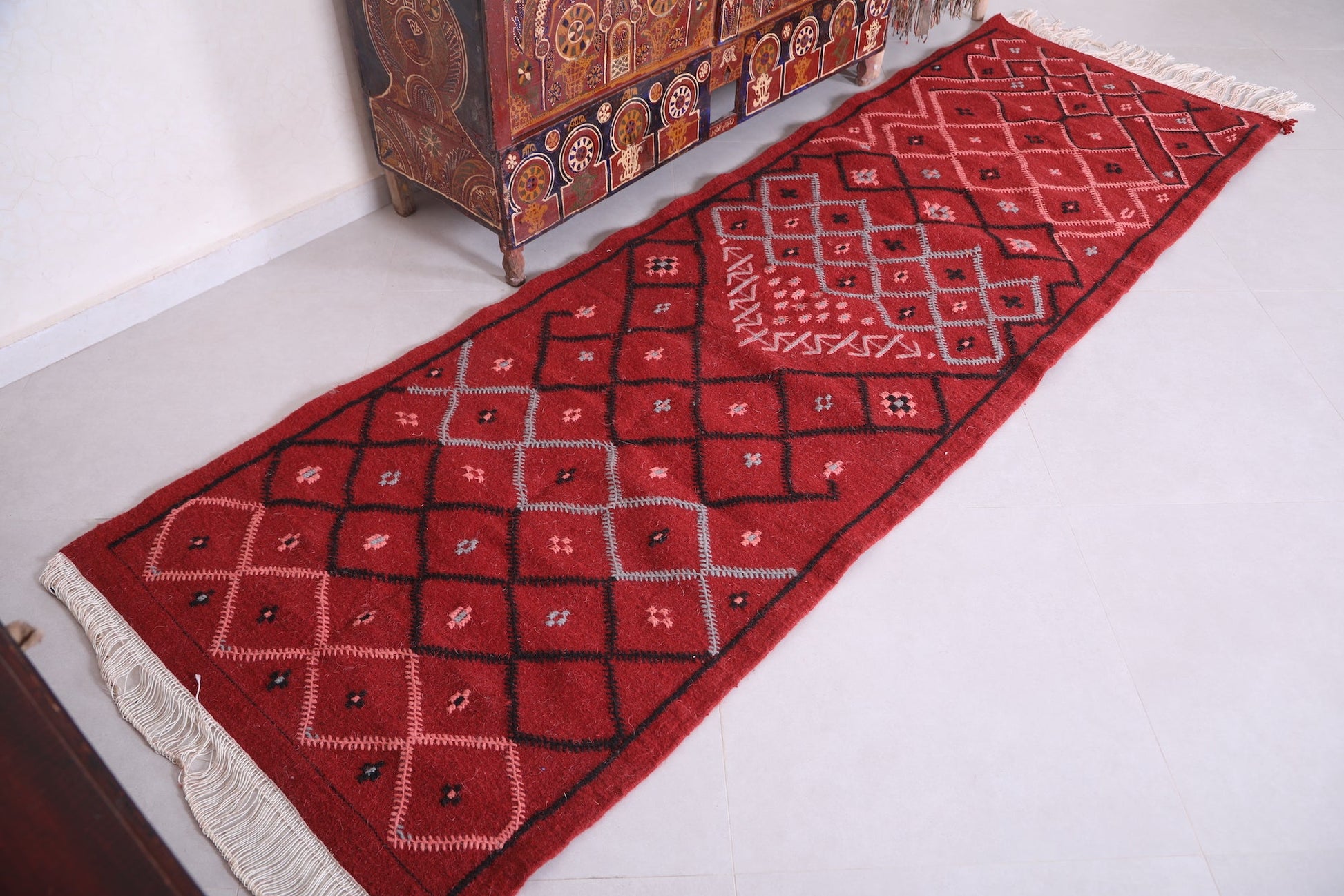 Entryway Moroccan rug, Custom Berber red carpet