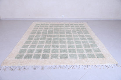 All wool Beni ourain Rug - Green squares - Custom moroccan rug