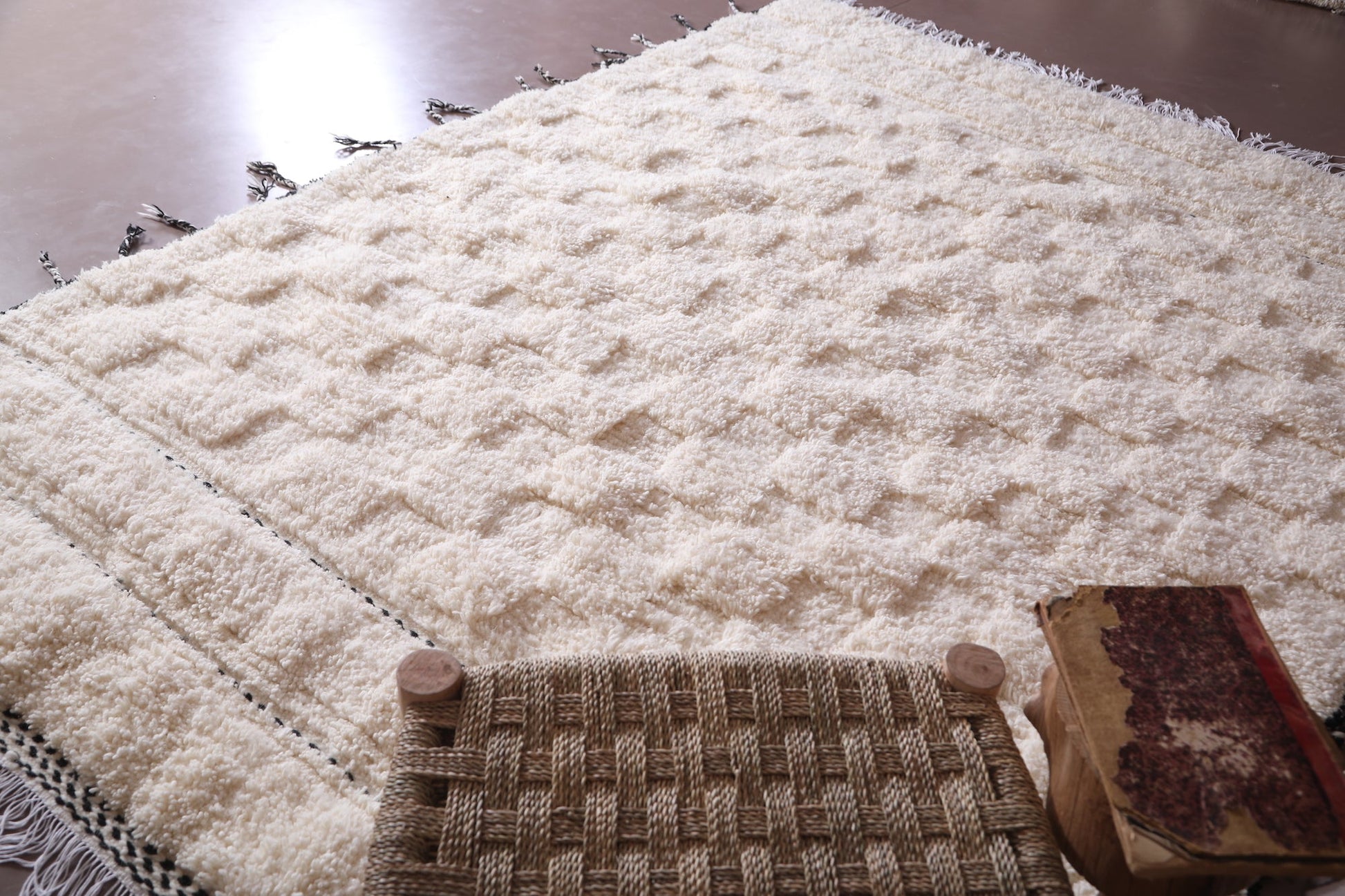 Handmade berber moroccan rug, Custom beni ourain carpet