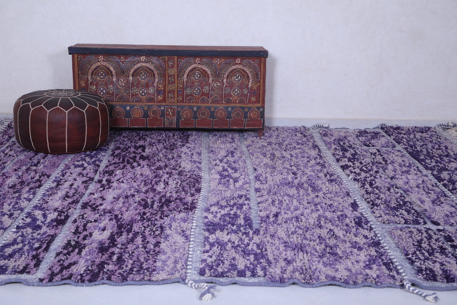 All wool moroccan rug, Berber handmade purple carpet - Custom Rug
