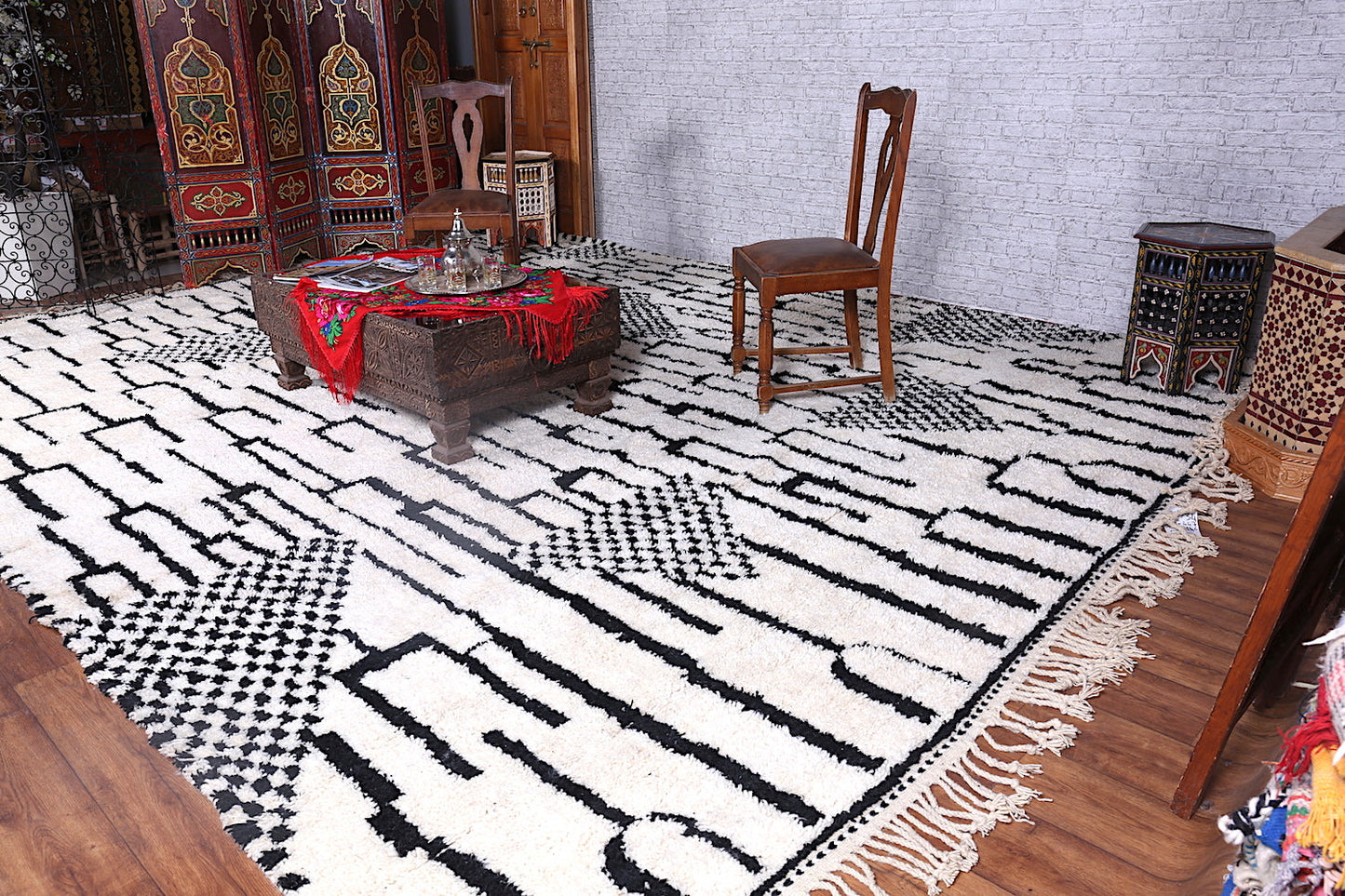 Custom Moroccan rug, Beni ourain handmade wool carpet