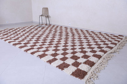 Checkered rug - Custom area rug - Moroccan rug brown and beige
