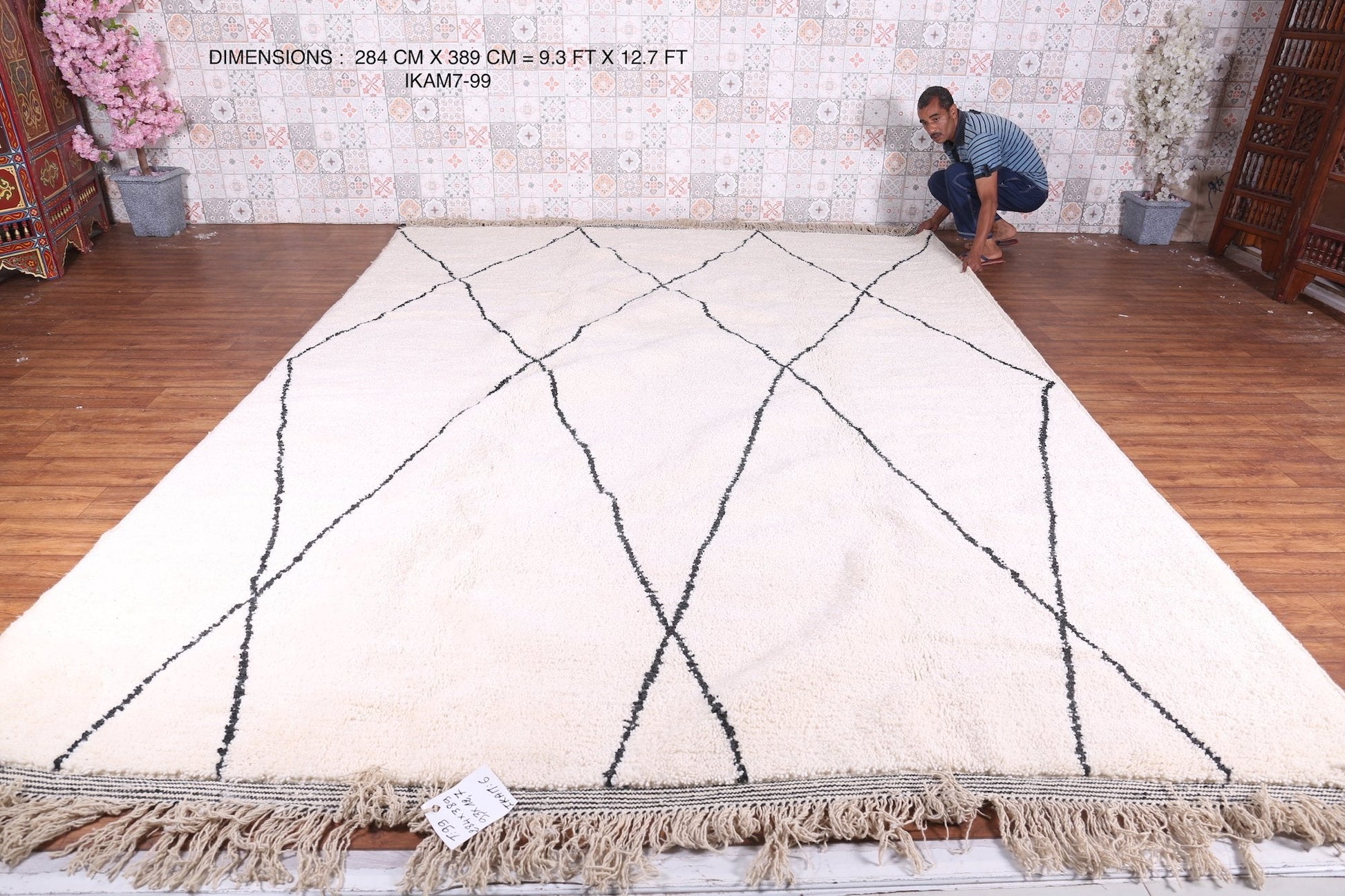 Custom Moroccan rug, Handwoven beni ourain carpet