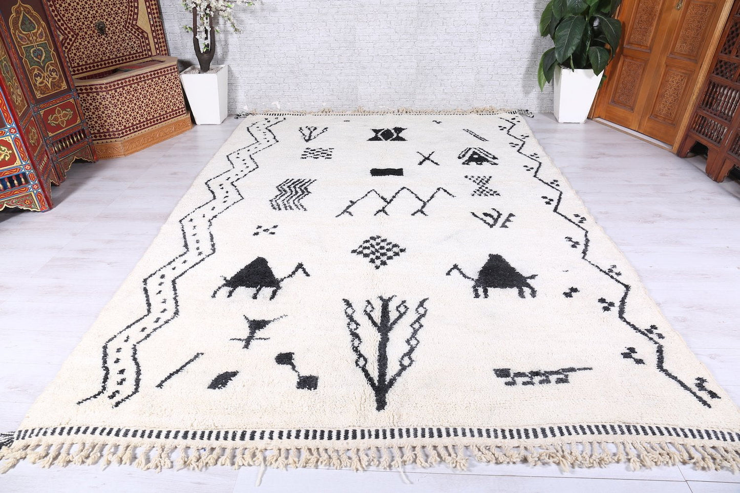 Custom Beni ourain rug, wool moroccan rug carpet