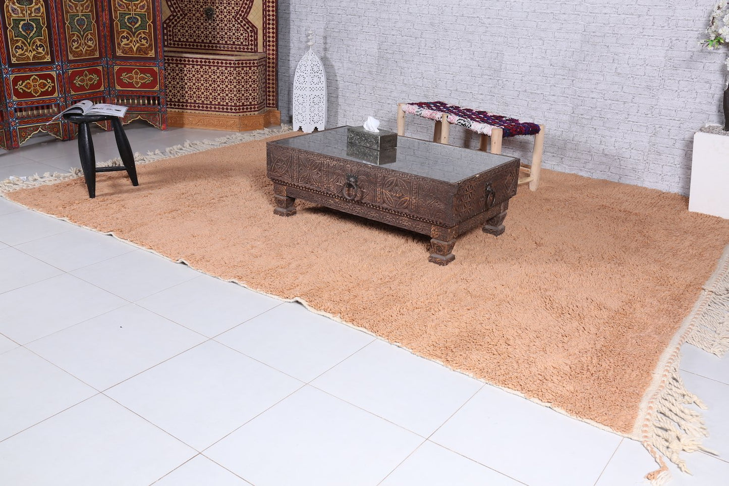 Custom Solid Moroccan rug, Hand knotted berber carpet