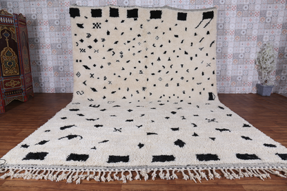 Custom Moroccan rug, handmade black and white rug